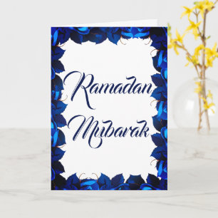 Carte Floral bleu moderne Ramadan Moubarak