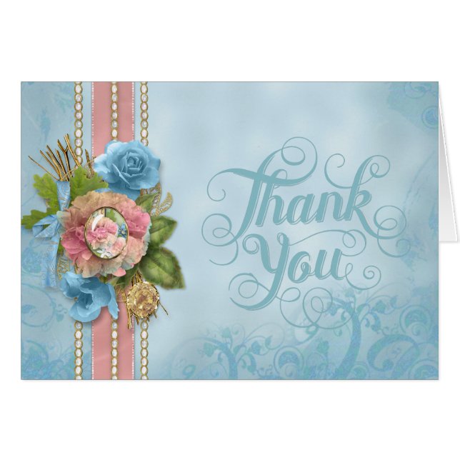 Carte Floral Bleu Toutes les occasions (Devant Horizontal)