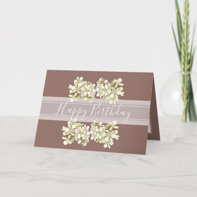 Carte Floral Bouquet Orchid Flower Red Girl Birthday (Devant)