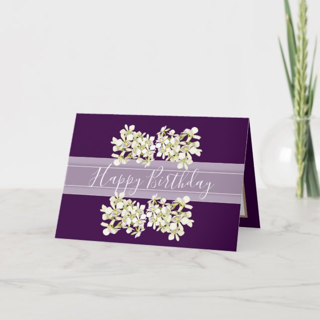 Carte Floral Bouquet Orchidée Fleur pourpre Fille Annive (Devant)