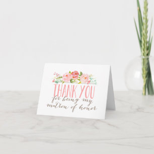 Carte Floral Bridesmaid Matron de Merci d'honneur plié