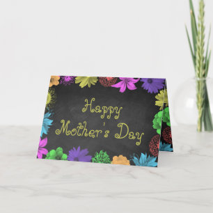 Carte Floral Brights sur Chalkboard Bonne fête des mères
