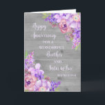 Carte Floral Brother & Soeur en Droit Anniversaire<br><div class="desc">Bonne carte d'anniversaire mariage pour frère et soeur en droit avec de belles aquarelles fleurs violettes vintages,  bois rustique et vers sentimental.</div>