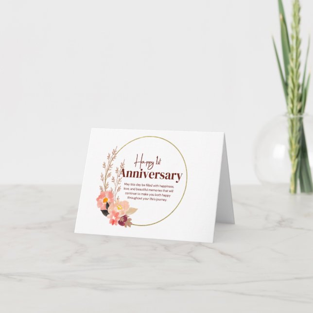 Carte Floral Brown moderne Joyeux Anniversaire (Devant)