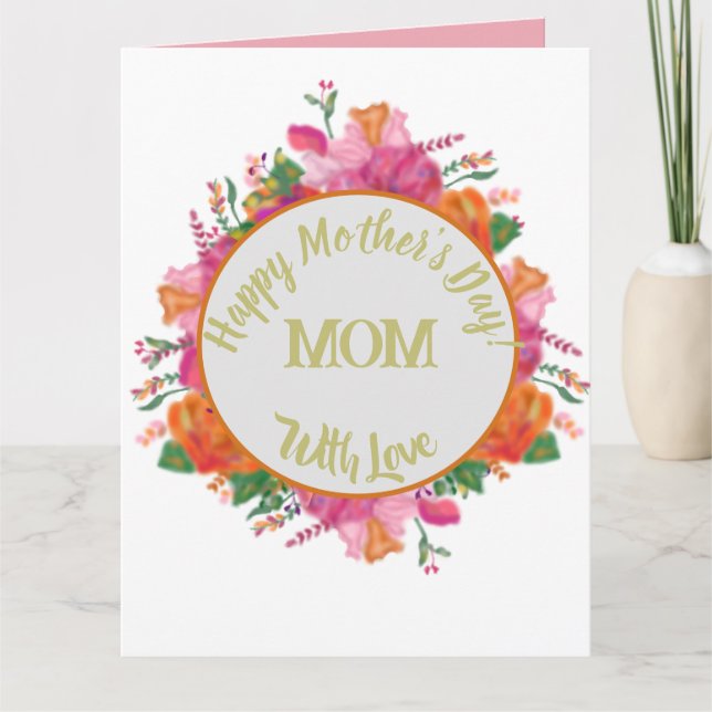 Carte Floral Circle Banner Mother's Day Pink (Devant)