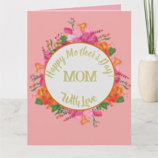 Carte Floral Circle Banner Mother's Day Pink