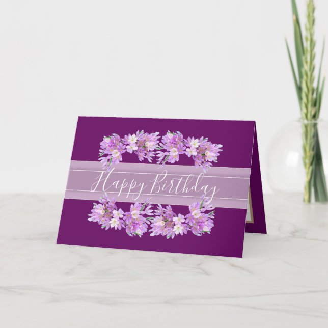 Carte Floral Crocus Flower Bouquet Rose Girl Anniversair (Devant)