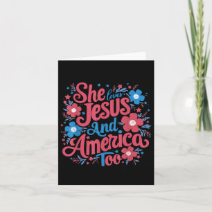 Carte Floral Elle Aime Jésus Et L'Amérique 4 juillet
