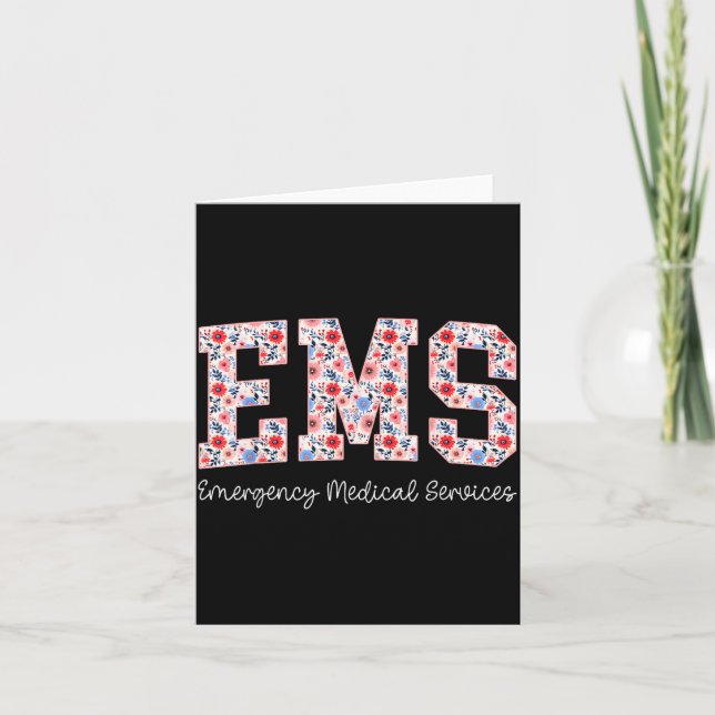 Carte Floral Ems Emergency Medical Services Emt Wildflow (Devant)