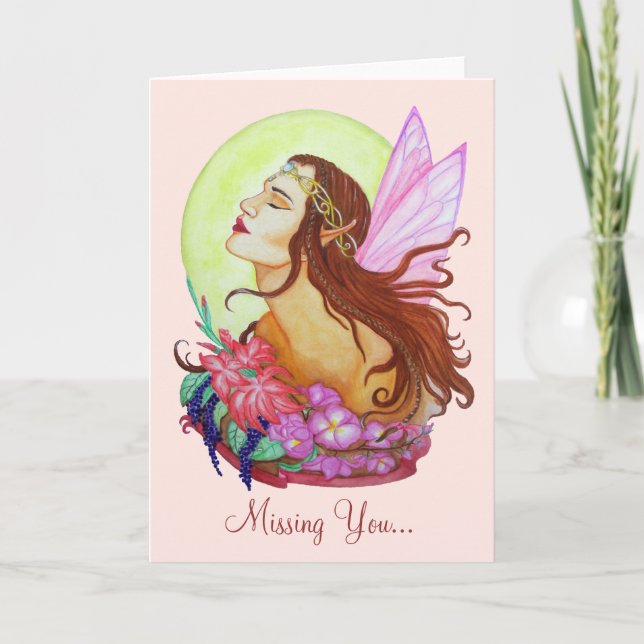 Carte Floral Fairy Blank "Miss You" (Devant)