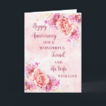 Carte Floral Friend et son anniversaire de femme<br><div class="desc">Bonne carte d'anniversaire mariage pour ami et sa femme avec de belles fleurs vintages aquarelle et verset sentimental.</div>