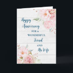 Carte Floral Friend et son anniversaire de femme<br><div class="desc">Bonne carte d'anniversaire mariage pour ami et sa femme avec de belles fleurs vintages aquarelle,  bois rustique et vers sentimental.</div>