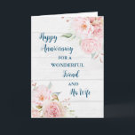 Carte Floral Friend et son anniversaire de femme<br><div class="desc">Bonne carte d'anniversaire mariage pour ami et sa femme avec de belles fleurs vintages aquarelle,  bois rustique et vers sentimental.</div>
