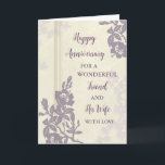Carte Floral Friend et son anniversaire de femme<br><div class="desc">Bonne carte d'anniversaire mariage pour ami et sa femme avec de belles fleurs violettes vintages,  et vers sentimental.</div>