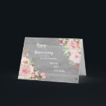 Carte Floral Friend et son anniversaire de femme<br><div class="desc">Bonne carte d'anniversaire mariage pour ami et sa femme avec d'élégantes fleurs d'aquarelle rose vif et arrière - plan de bois et verset chaleureux.</div>