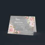 Carte Floral Friend et son anniversaire de femme<br><div class="desc">Bonne carte d'anniversaire mariage pour ami et sa femme avec d'élégantes fleurs d'aquarelle rose vif et arrière - plan de bois et verset chaleureux.</div>