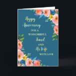 Carte Floral Friend et son anniversaire de femme<br><div class="desc">Bonne carte d'anniversaire mariage pour ami et sa femme avec de belles fleurs vintages aquarelle et verset sentimental.</div>