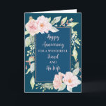 Carte Floral Friend et son anniversaire de femme<br><div class="desc">Bonne carte d'anniversaire mariage pour ami et sa femme avec de belles fleurs d'aquarelle rose vintage,  et vers sentimental.</div>