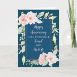 Carte Floral Friend et son anniversaire de femme<br><div class="desc">Bonne carte d'anniversaire mariage pour ami et sa femme avec de belles fleurs d'aquarelle rose vintage,  et vers sentimental.</div>