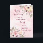 Carte Floral Friend et son Anniversaire de la Mariage<br><div class="desc">Bonne carte d'anniversaire mariage pour ami et sa femme avec de belles fleurs vintages aquarelle et verset sentimental.</div>