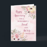 Carte Floral Friend et son Anniversaire de la Mariage<br><div class="desc">Bonne carte d'anniversaire mariage pour ami et sa femme avec de belles fleurs vintages aquarelle et verset sentimental.</div>