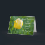 Carte Floral Friend et Son Mari Anniversaire<br><div class="desc">Joyeuse carte d'anniversaire mariage pour une amie et son mari avec une jolie tulipe jaune,  et verset sincère.</div>
