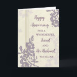 Carte Floral Friend et Son Mari Anniversaire<br><div class="desc">Joyeuse carte d'anniversaire mariage pour ami et son mari avec de belles fleurs violettes vintages,  et vers sentimental.</div>