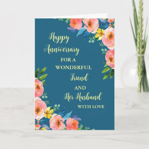Carte Floral Friend et Son Mari Anniversaire