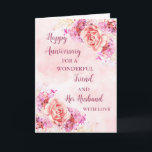 Carte Floral Friend et Son Mari Anniversaire<br><div class="desc">Bonne carte d'anniversaire mariage pour ami et son mari avec de belles fleurs vintages aquarelle et verset sentimental.</div>