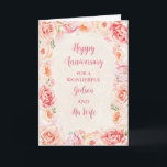 Carte Floral Godson et son anniversaire de femme<br><div class="desc">Bonne carte d'anniversaire mariage pour godson et sa femme avec de belles fleurs d'aquarelle rose vintage,  et vers sentimental.</div>