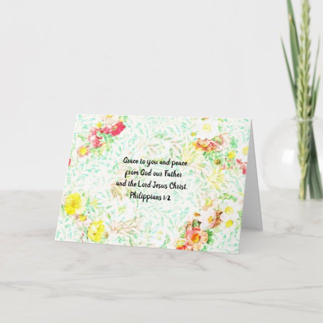 Carte Floral Grace Scriphe Note Card Philippians 1:2 (Devant)