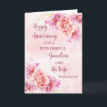 Carte Floral Grandson et son anniversaire de femme<br><div class="desc">Bonne carte d'anniversaire mariage pour petit-fils et sa femme avec de belles fleurs vintages aquarelles et vers sentimental.</div>