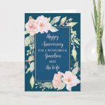 Carte Floral Grandson et son anniversaire de femme<br><div class="desc">Bonne carte d'anniversaire mariage pour petit-fils et sa femme avec de belles fleurs d'aquarelle rose vintage,  et vers sentimental.</div>