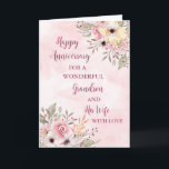 Carte Floral Grandson et son anniversaire de Mariage de<br><div class="desc">Bonne carte d'anniversaire mariage pour petit-fils et sa femme avec de belles fleurs vintages aquarelles et vers sentimental.</div>