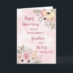 Carte Floral Grandson et son anniversaire de Mariage de<br><div class="desc">Bonne carte d'anniversaire mariage pour petit-fils et sa femme avec de belles fleurs vintages aquarelles et vers sentimental.</div>