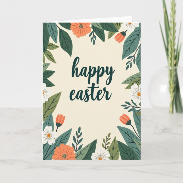 Carte Floral Happy Easter Wishes Card (Devant)