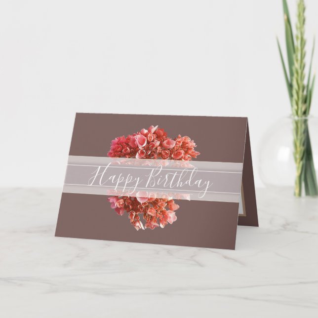 Carte Floral Hydrangea Fleur Bouquet Orange Anniversaire (Devant)