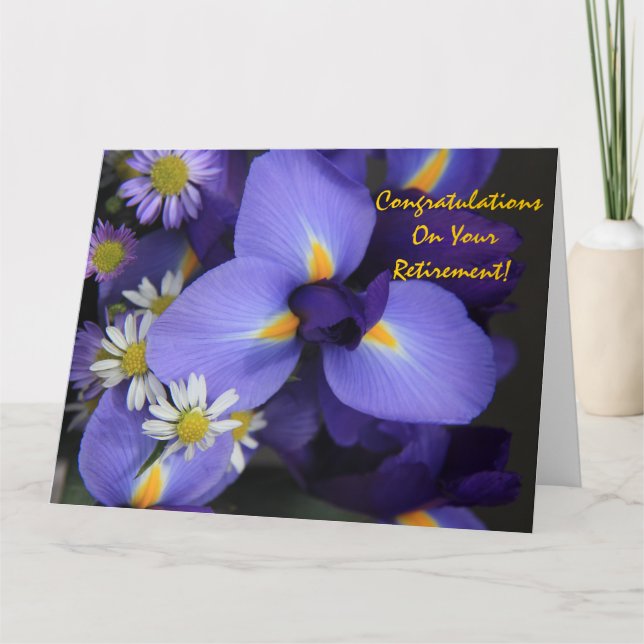 Carte Floral, Iris and Mini Daisy, Retirement (jumbo) (Devant)