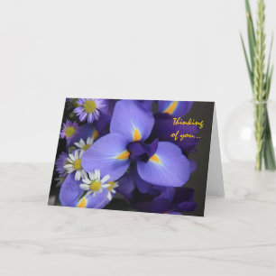 Carte Floral, iris et mini marguerite, pensant à vous