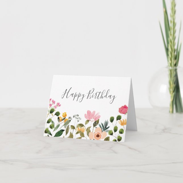 Carte Floral Joyeux anniversaire (Devant)