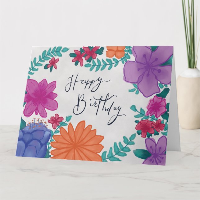 Carte Floral Joyeux anniversaire (Devant)
