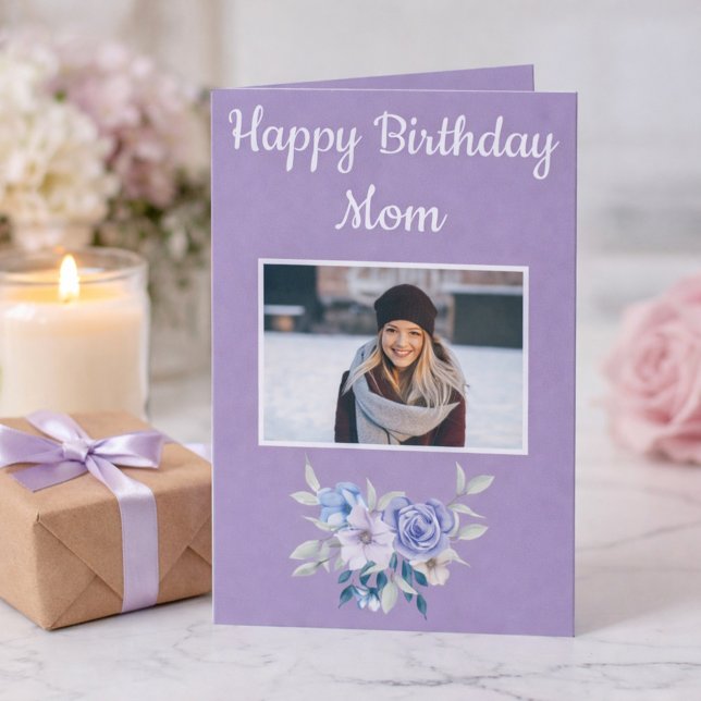 Carte Floral Joyeux anniversaire Maman Photo (Créateur téléchargé)
