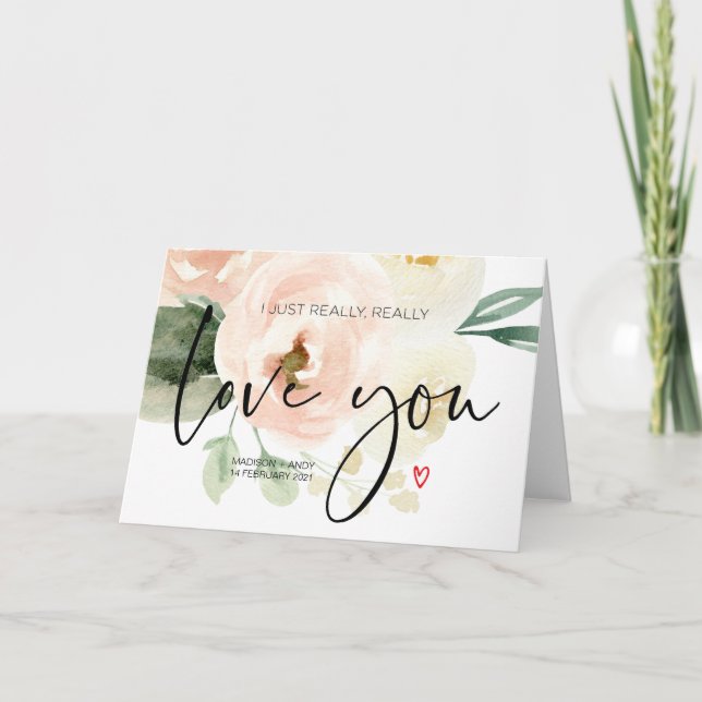 Carte Floral Love You Card pour future femme, cadeau pou (Devant)