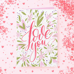 Carte Floral Love You Personnalisé Anniversaire ou toute