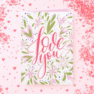 Carte Floral Love You Personnalisé Anniversaire ou toute