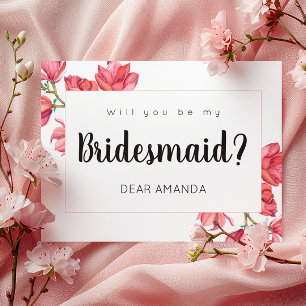 Carte Floral Magnolia Rose White Be My Bridesmaid