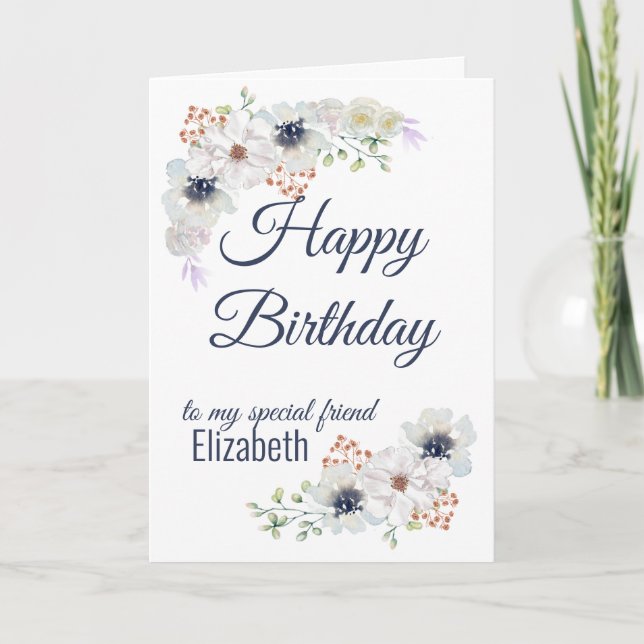 Carte Floral Meilleur Ami Bonne Anniversaire (Devant)