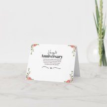 Carte Floral moderne 1er Anniversaire Mariage