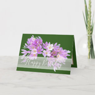 Carte Floral Moderne Crocus Bouquet rose Anniversaire