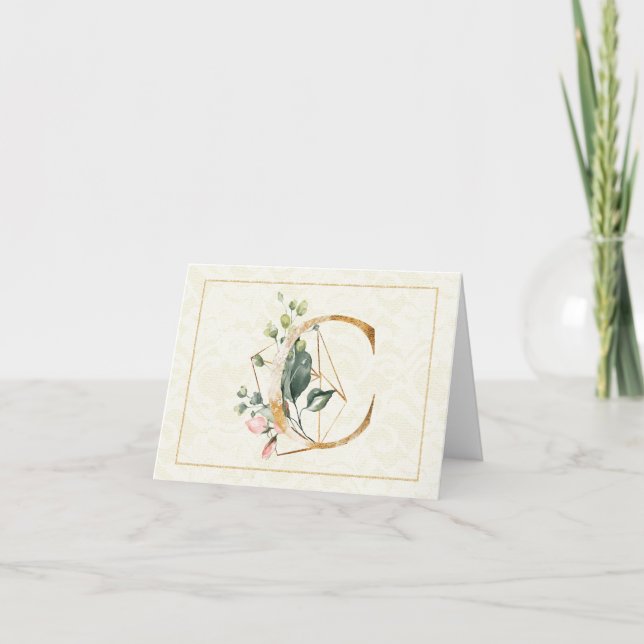 Carte Floral Monogramme C Or (Devant)